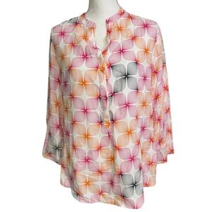 Vilagallo 40 Vibrant Abstract Tunic Blouse Top Boho Button Medium/Large